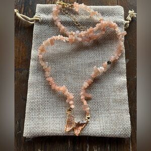 Sunstone Butterfly Necklace Genuine  Sunstone Necklace Crystal Chip Necklace